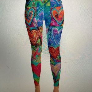 Debbie Dannheisser, "Hearts without Borders" High-Waist Leggings, Size Large